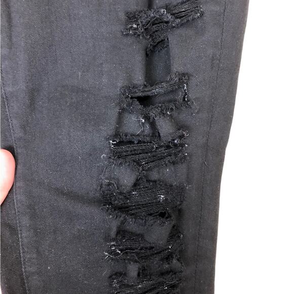 Frame Le Skinny Black Highly Distressed Busted Knee Jeans Size 26 - Picture 8 of 11